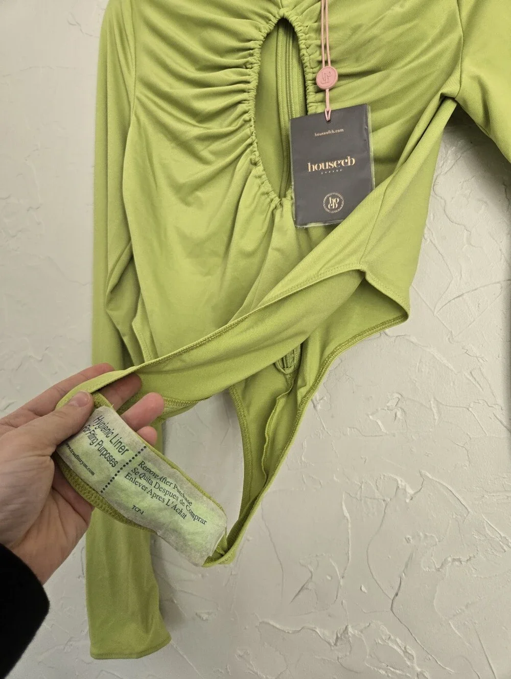NWT House of CB Green Cut Out Long Sleeve Estrelle Bodysuit, L